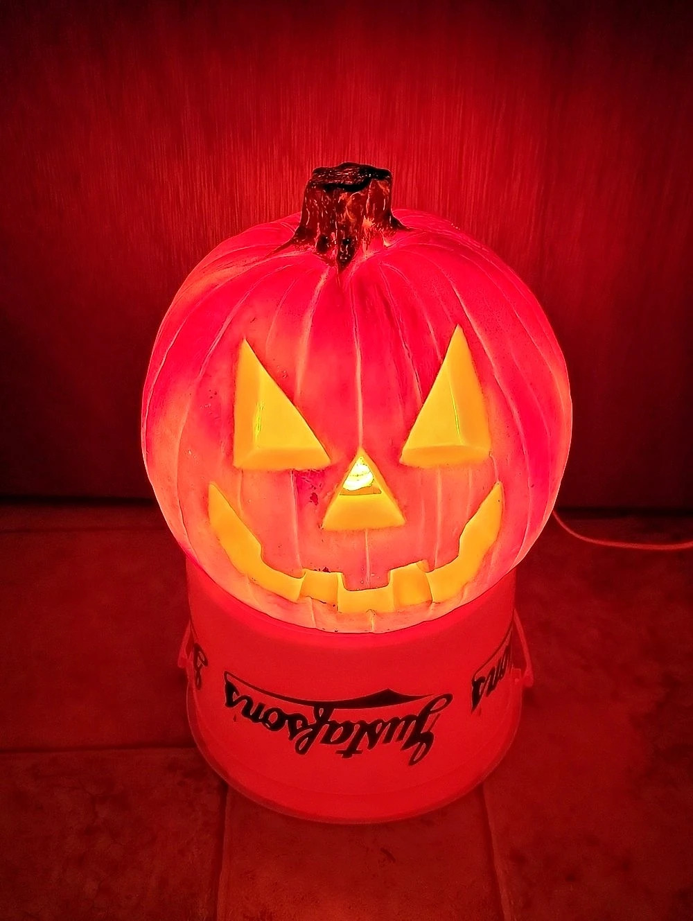 Lighted Pumpkin Halloween Decor Realistic Plastic